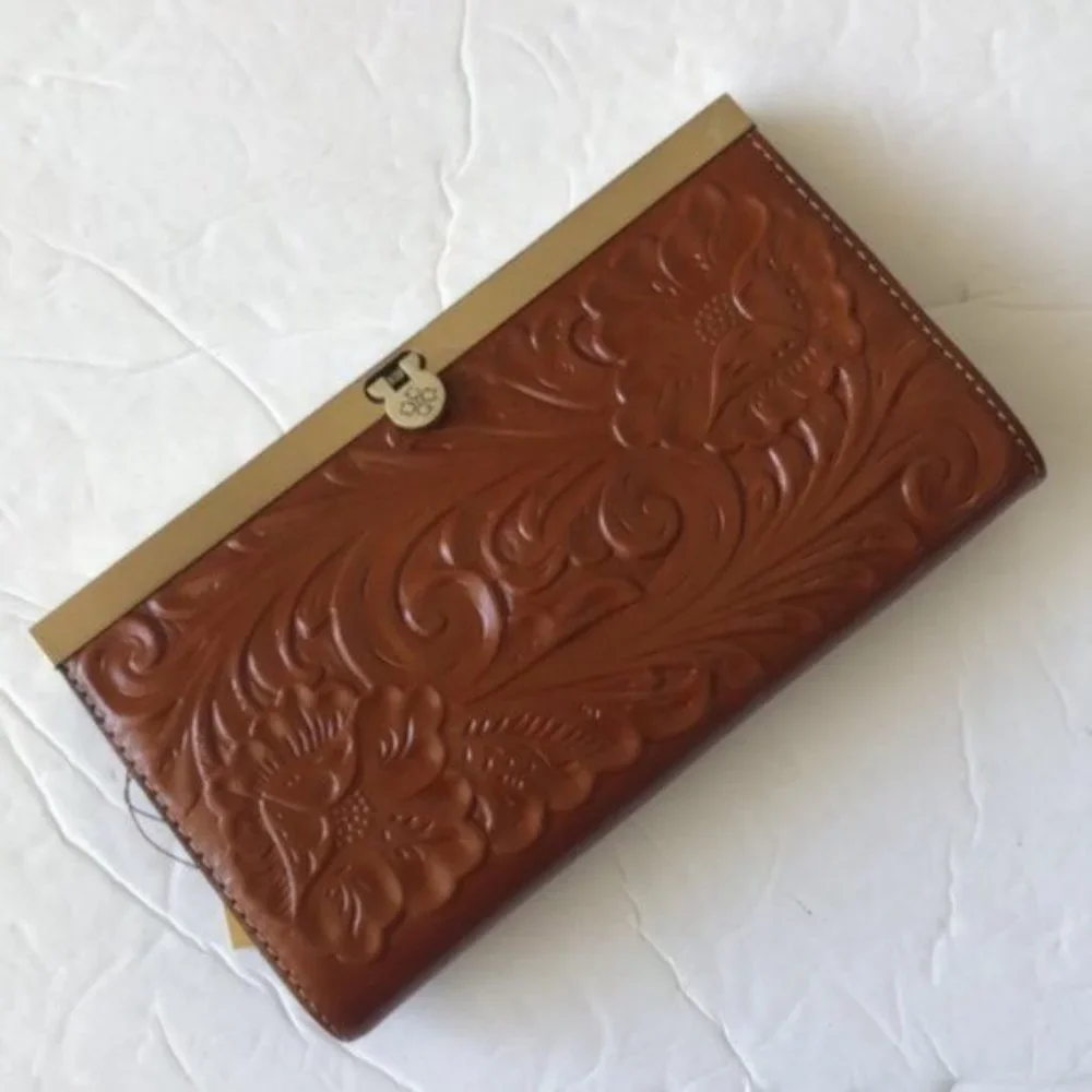 Patricia Nash Cauchy Leather Frame Wallet Tooled Florence